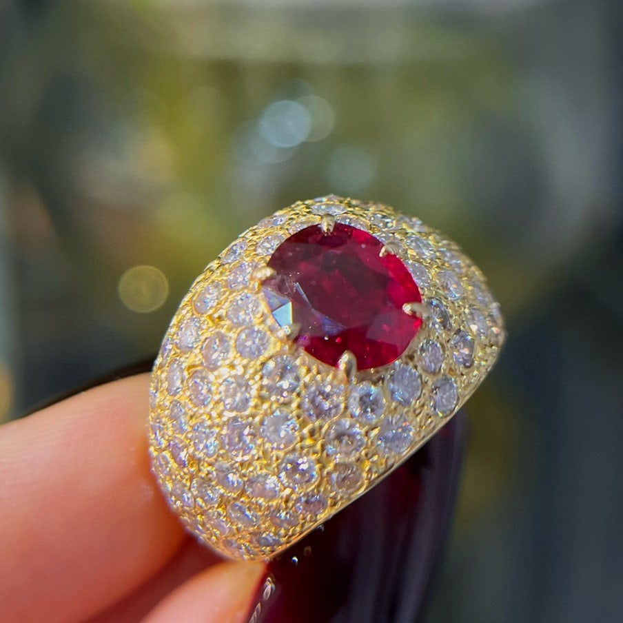 14k Gold 4.38 Ctw Natural Ruby & Diamond Ring - 2
