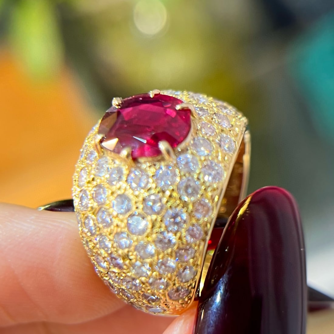 14k Gold 4.38 Ctw Natural Ruby & Diamond Ring - 3