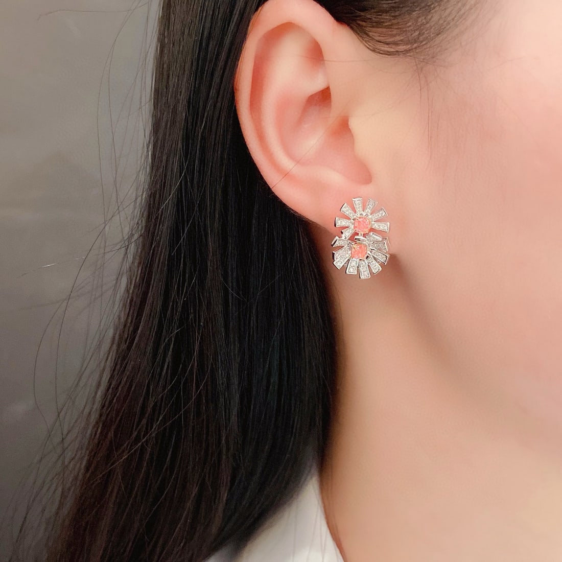 Gia Certified 14k Gold 1.74 Ctw Natural Pink Diamond & Diamond Earrings - 3