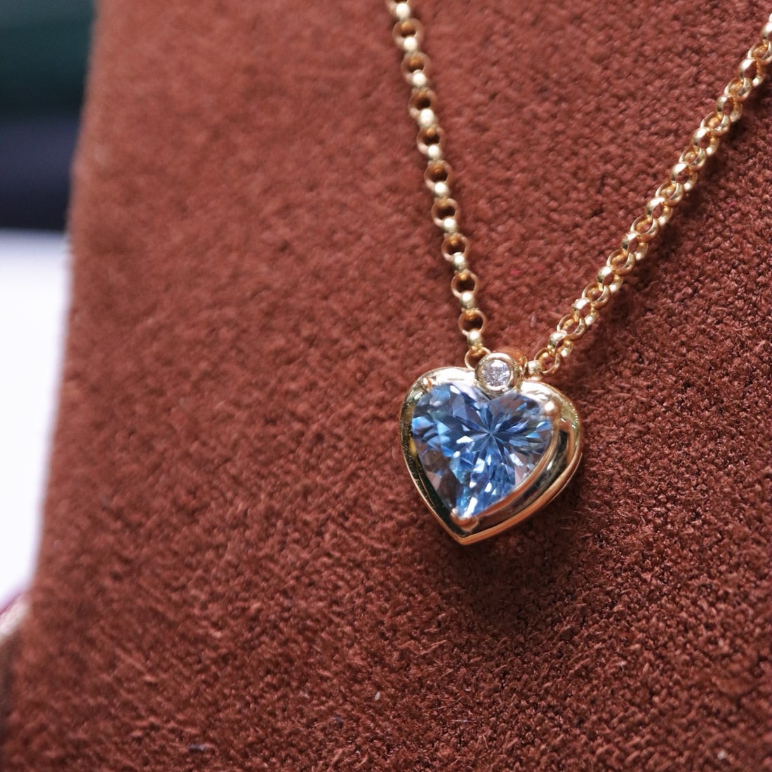 14k Gold 0.99 Ct Natural Aquamarine & Diamond Pendant( Without Chain ) - 3