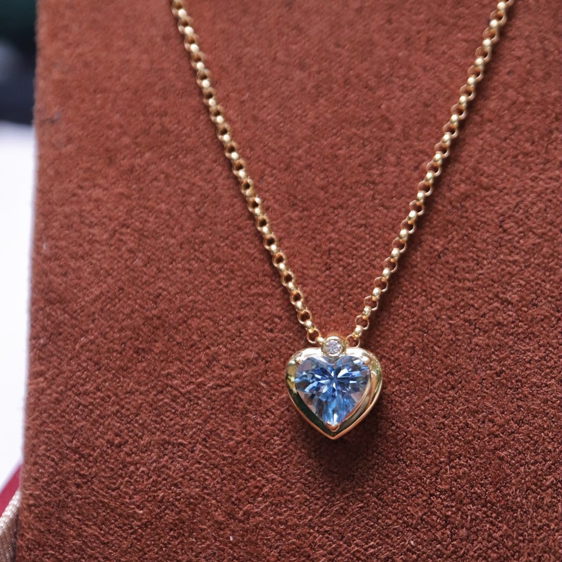 14k Gold 0.99 Ct Natural Aquamarine & Diamond Pendant( Without Chain ) - 5