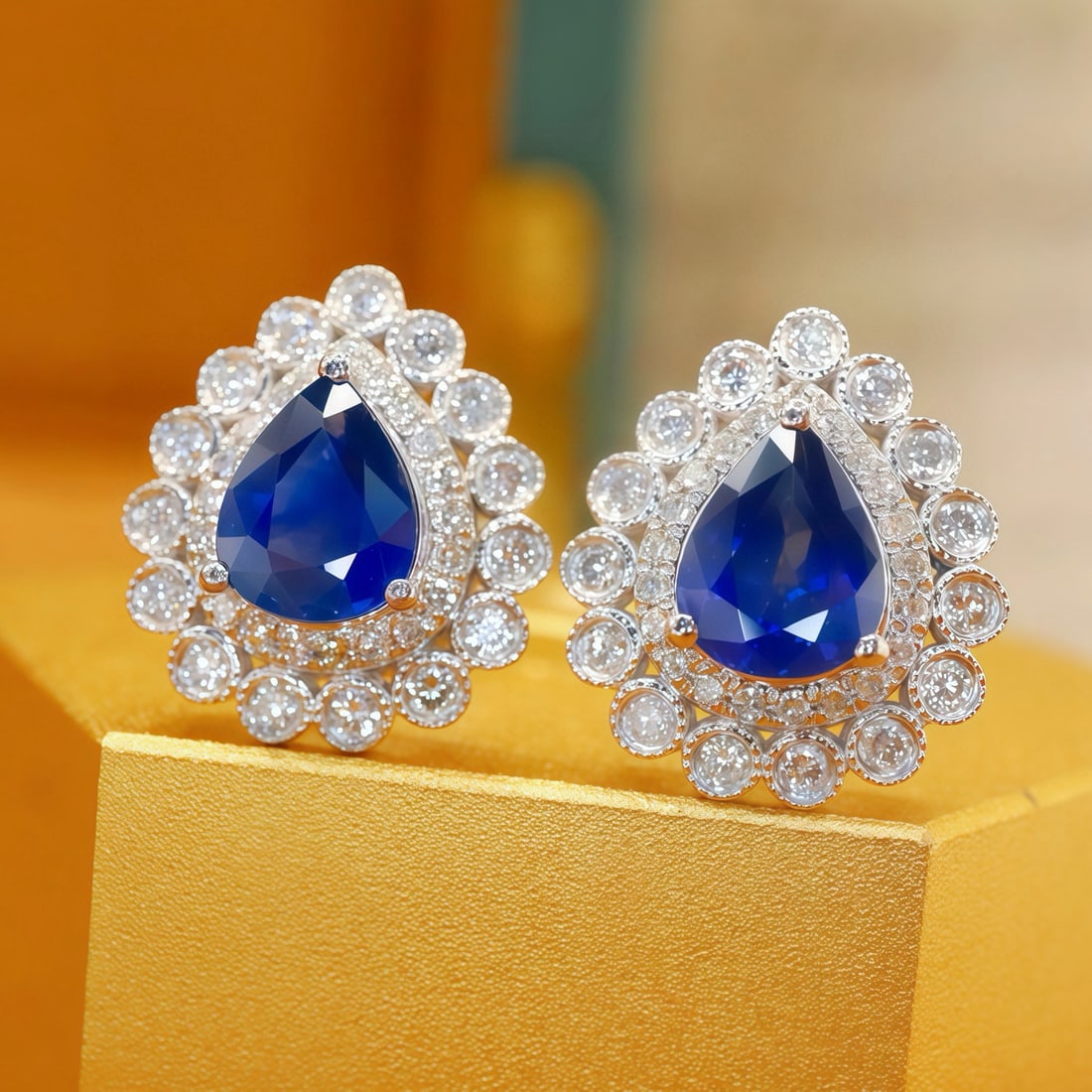 14k Gold 1.81 Ctw Natural Sapphire & Diamond Earrings - 3