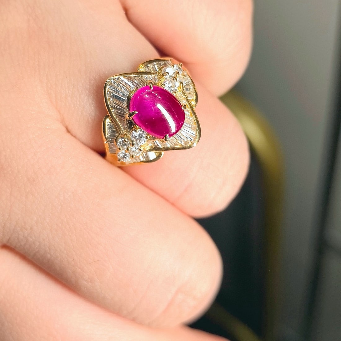 14k Gold 3.19 Ctw Natural Ruby & Diamond Ring - 6