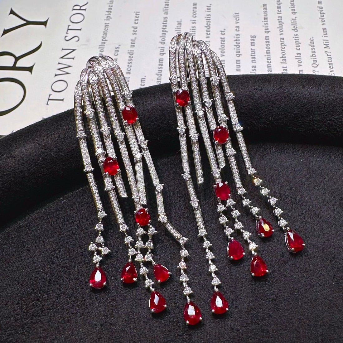 14k Gold 6.63 Ctw Natural Ruby & Diamond Earrings - 2