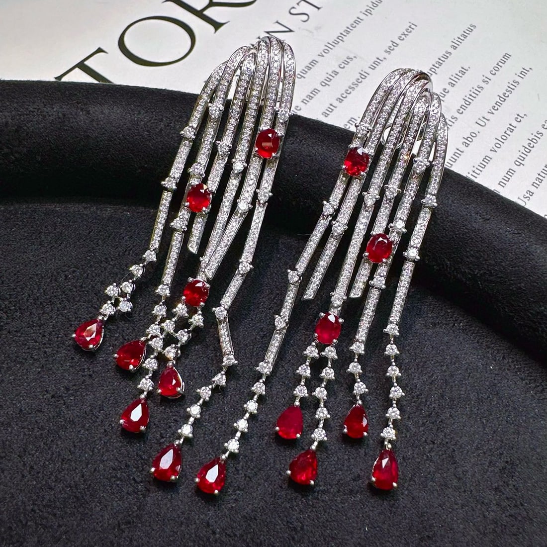 14k Gold 6.63 Ctw Natural Ruby & Diamond Earrings - 3