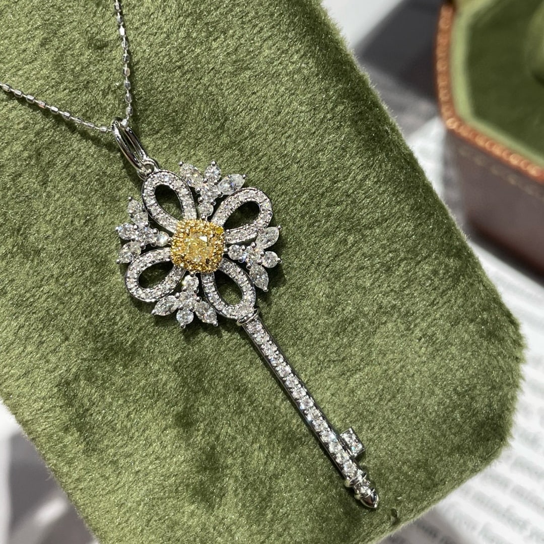 14k Gold 1.00 Ctw Natural Yellow Diamond & Diamond Pendant( Without Chain ): Ref:231062421 // gold content:14k gold // main gemstone:yellow diamond // shape:cushion // carat weight:0. 15ct // color:yellow // treatment:natural // // adjacent gemstone 2 : diamond //