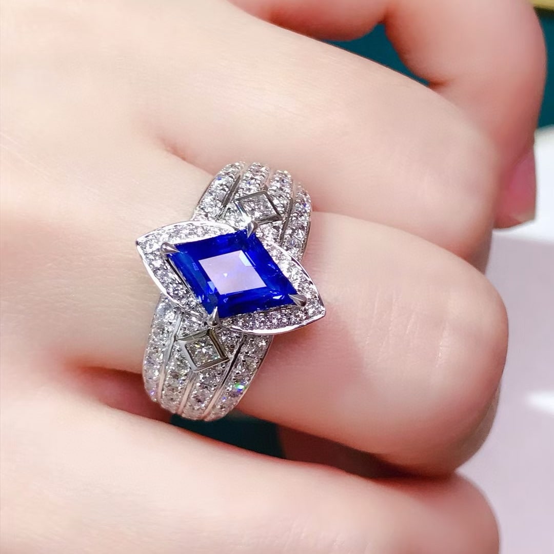 14k Gold 4.43 Ctw Natural Sapphire & Diamond Ring - 4