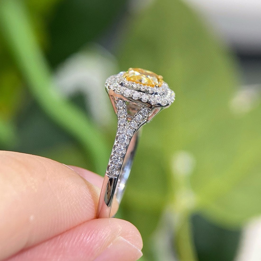 14k Gold 1.34 Ctw Natural Yellow Diamond & Diamond Ring - 3