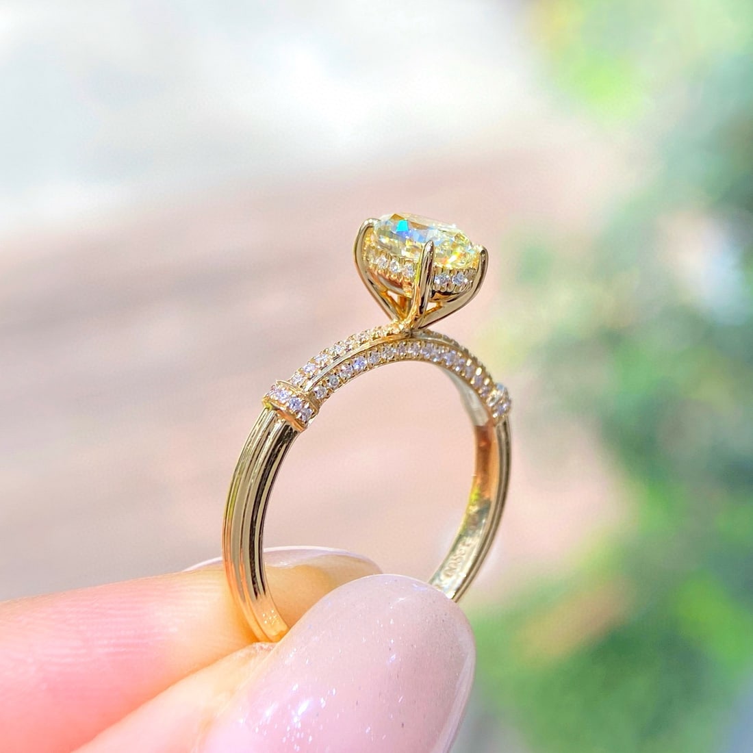 14k Gold 1.22 Ctw Natural Yellow Diamond & Diamond Ring - 2