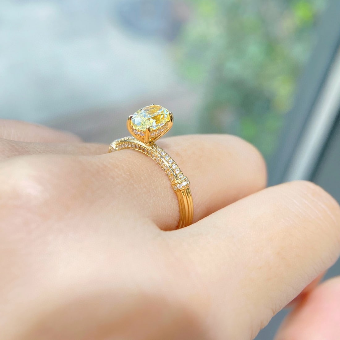 14k Gold 1.22 Ctw Natural Yellow Diamond & Diamond Ring - 3