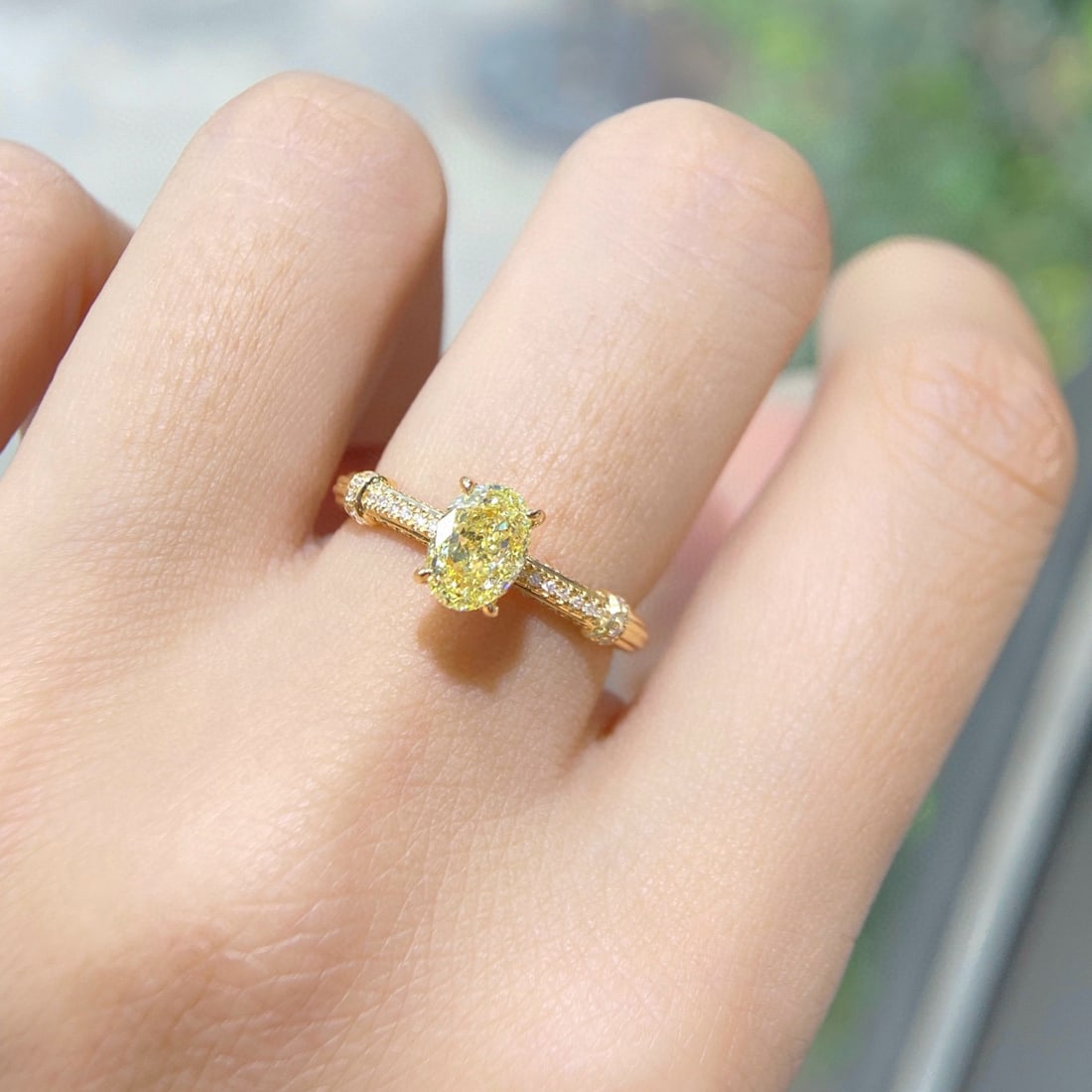 14k Gold 1.22 Ctw Natural Yellow Diamond & Diamond Ring - 4