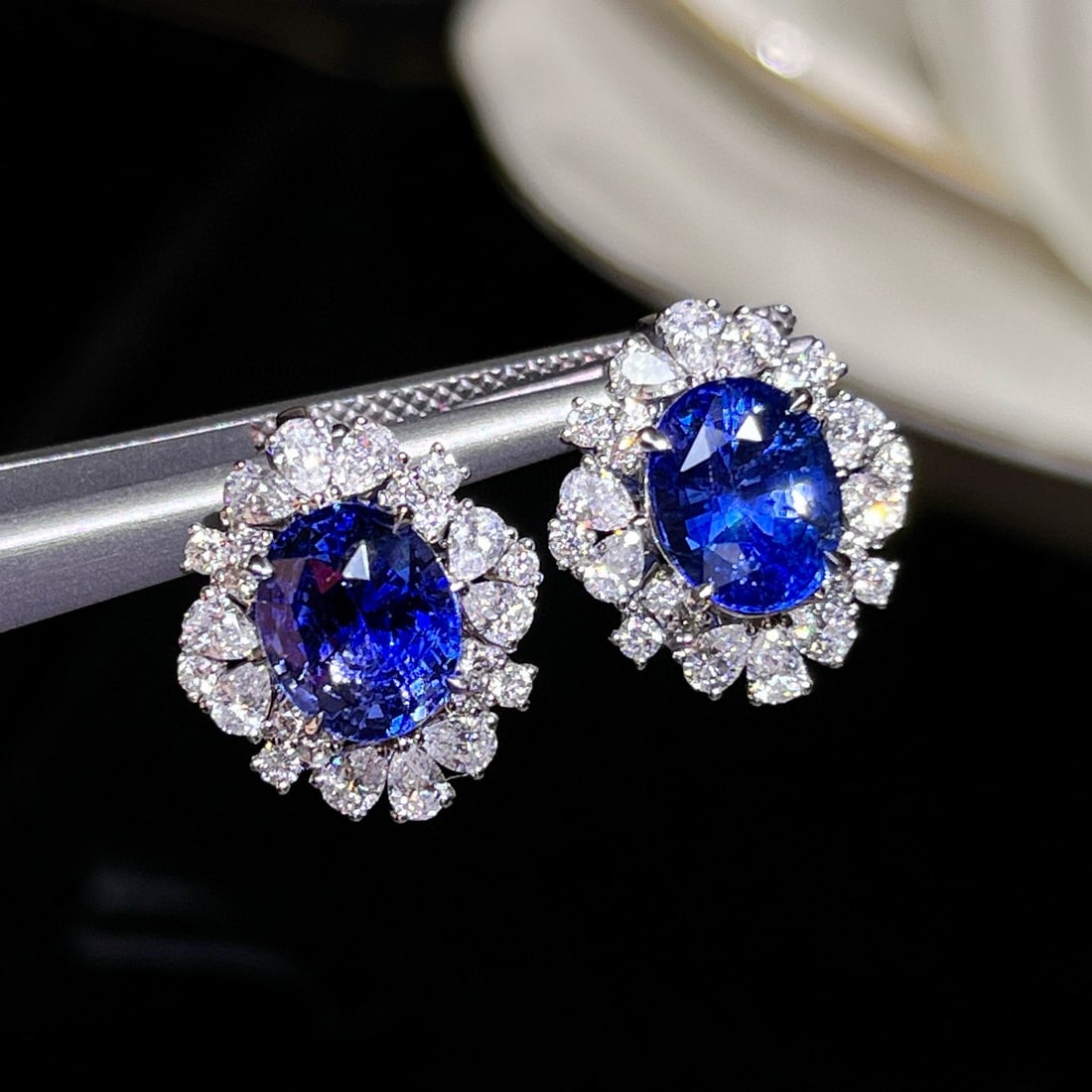 14k Gold 5.33 Ctw Natural Sapphire & Diamond Earrings - 2