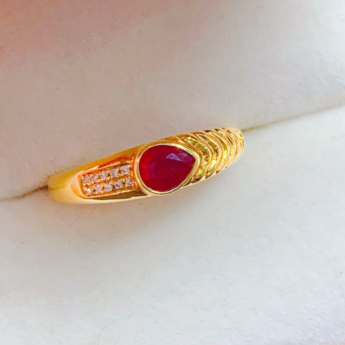 14k Gold 0.5 Ct Natural Ruby & Diamond Ring - 5