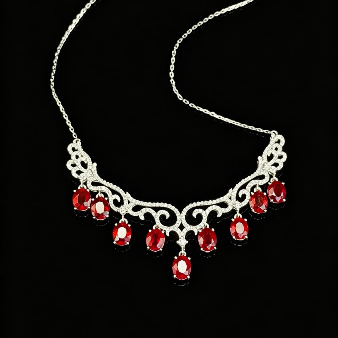 14k Gold 5.07 Ctw Natural Ruby & Diamond Necklace - 5