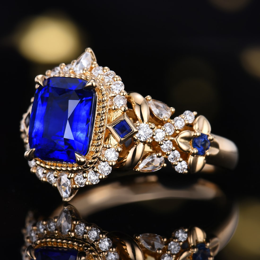 14k Gold 2.64 Ctw Natural Sapphire & Diamond Ring - 2
