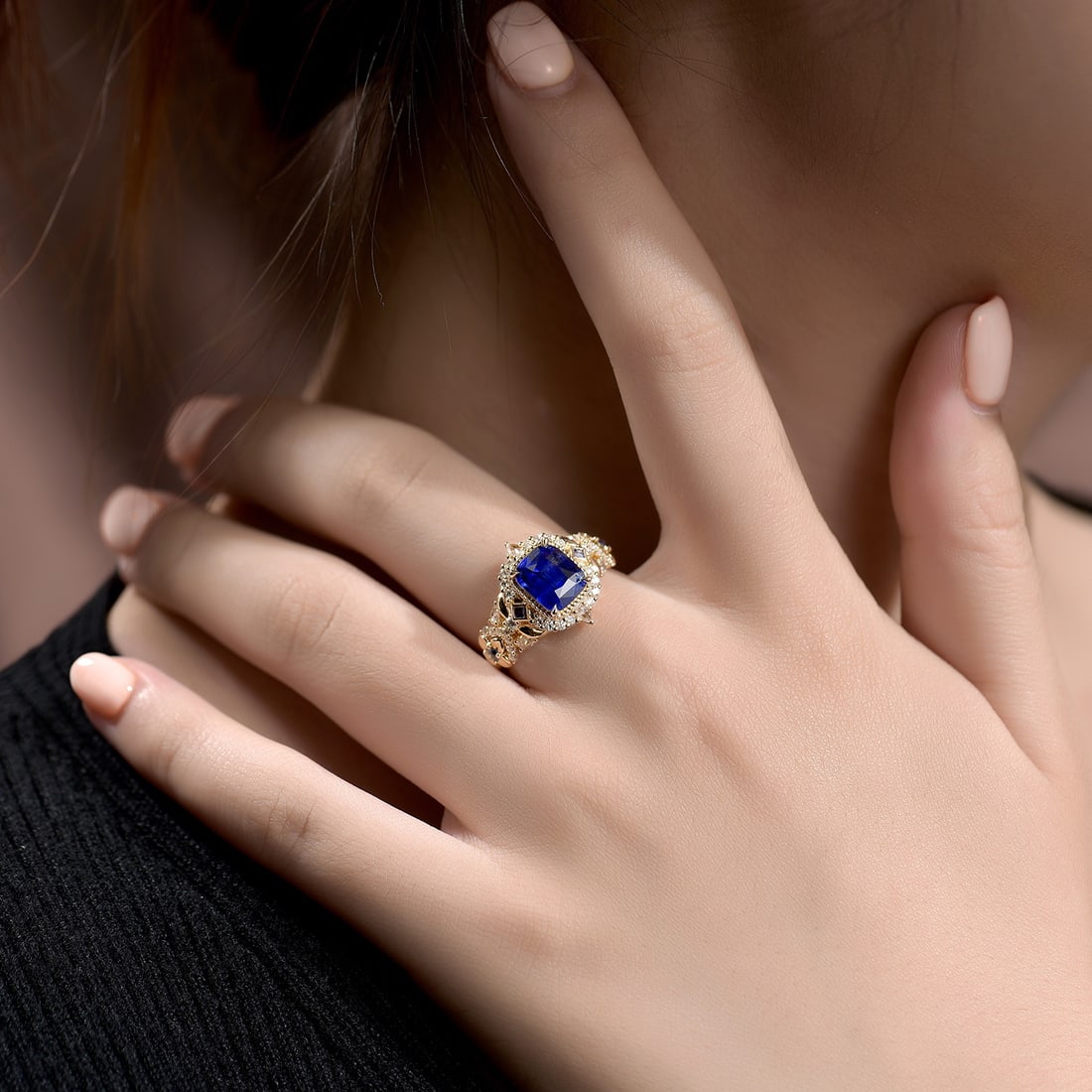 14k Gold 2.64 Ctw Natural Sapphire & Diamond Ring - 5