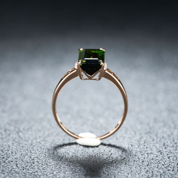 14k Gold 3.0 Ct Natural Tourmaline & Diamond Ring - 9