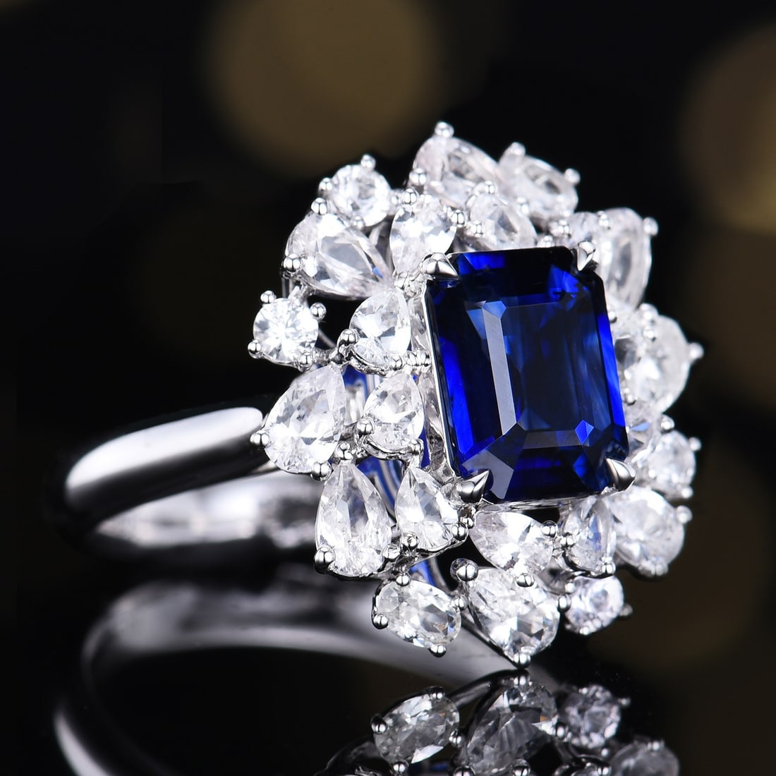 14k Gold 4.18 Ctw Natural Sapphire & Sapphire Ring - 2