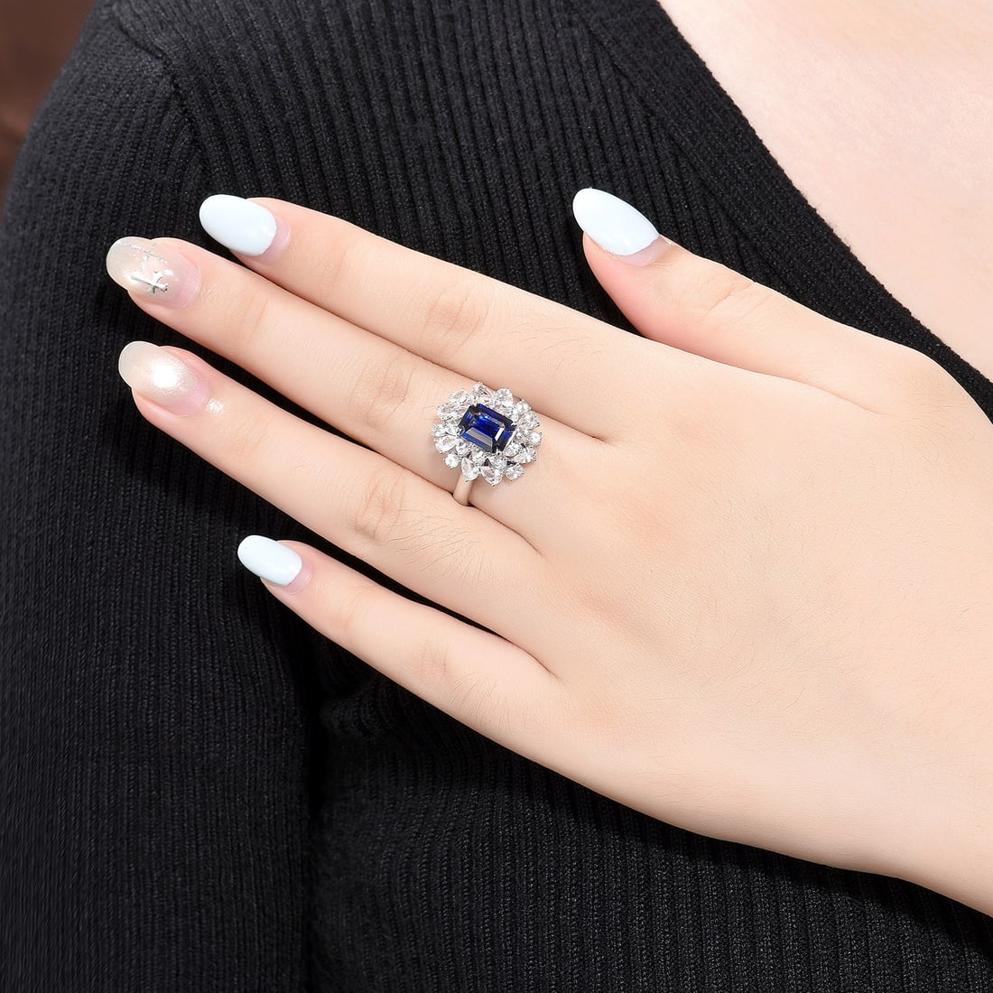 14k Gold 4.18 Ctw Natural Sapphire & Sapphire Ring - 4