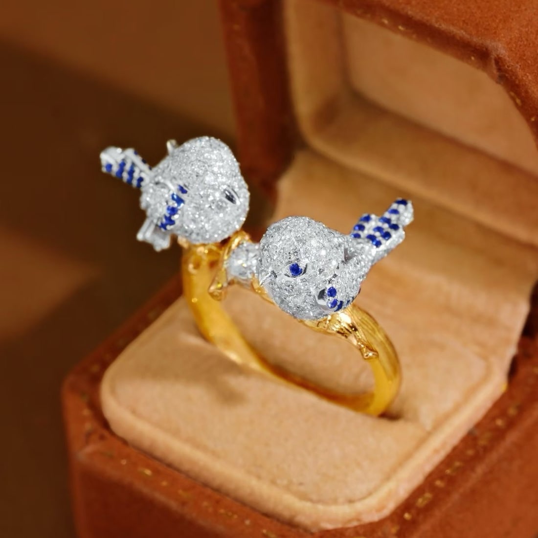14k Gold 1.45 Ct Natural Sapphire & Diamond Ring - 2