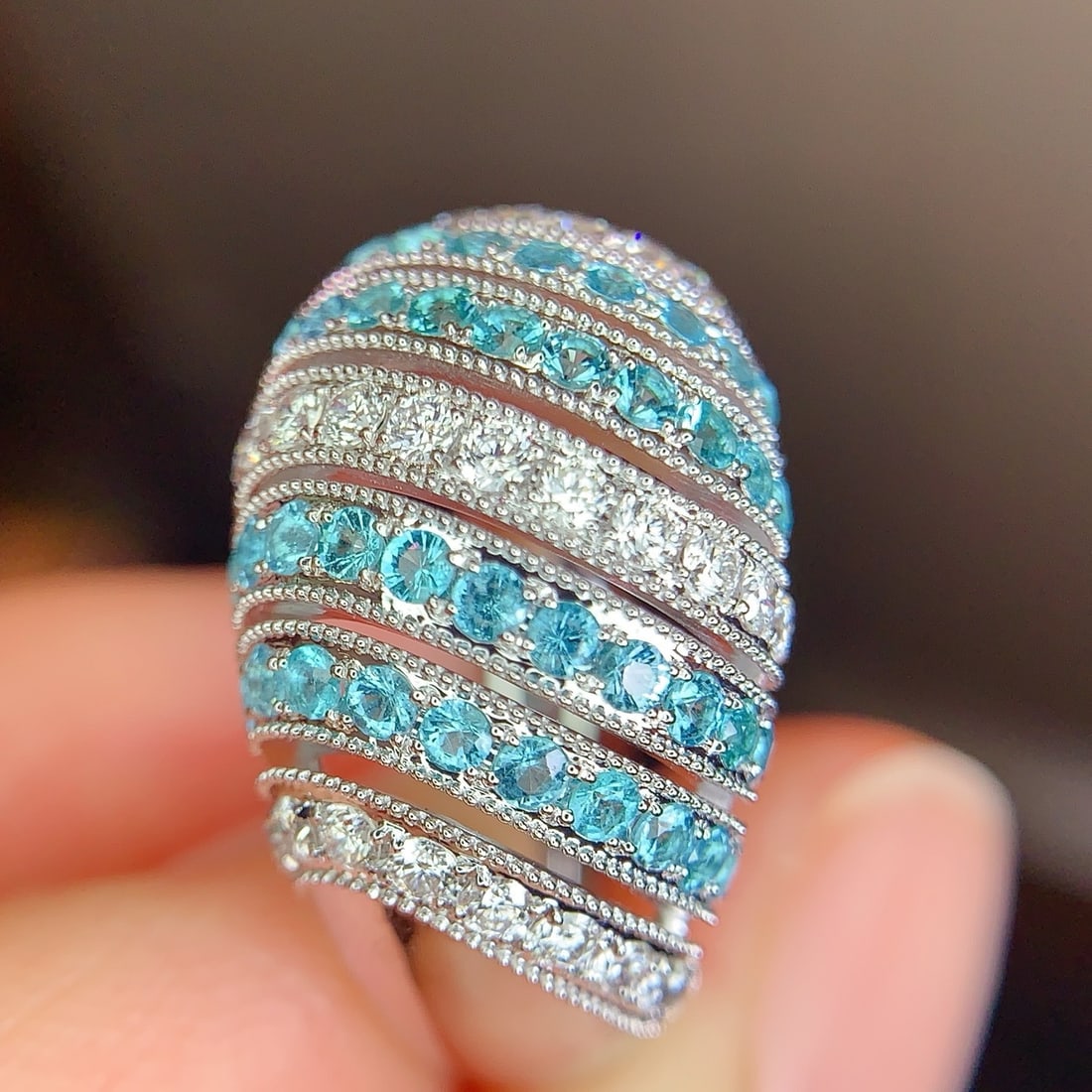14k Gold 1.21 Ctw Natural Paraiba Tourmaline & Diamond Ring - 5
