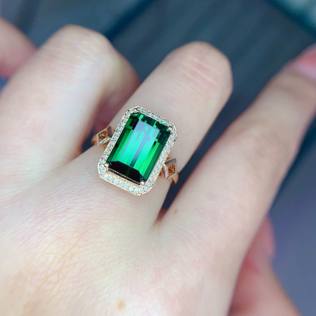 14k Gold 4.5 Ct Natural Tourmaline & Diamond Ring - 4