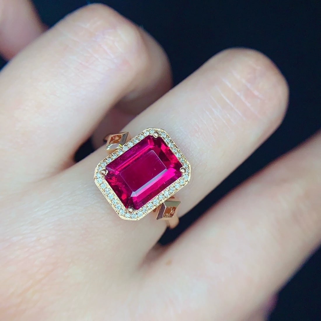 14k Gold 3 Ct Natural Tourmaline & Diamond Ring - 3