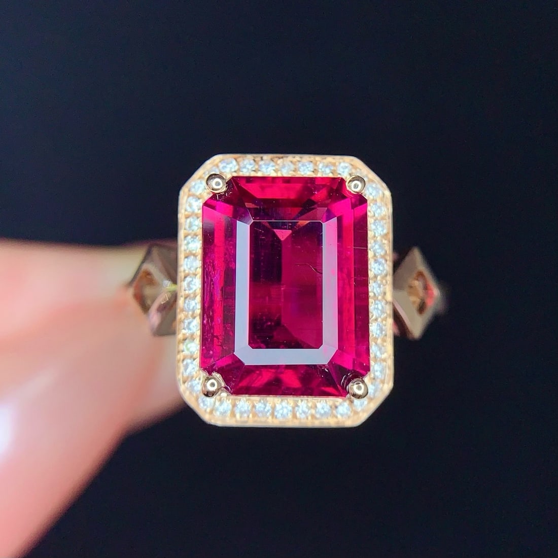 14k Gold 3 Ct Natural Tourmaline & Diamond Ring - 5