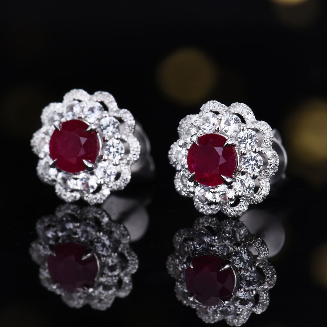 14k Gold 1.05 Ctw Natural Ruby & Diamond Earrings - 3