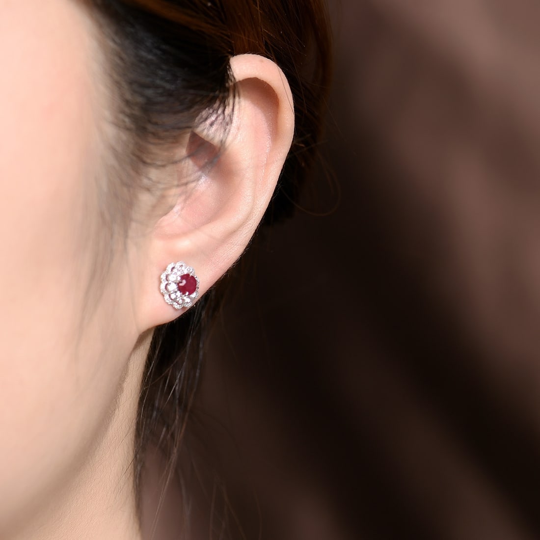 14k Gold 1.05 Ctw Natural Ruby & Diamond Earrings - 4