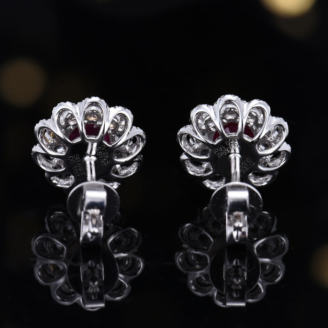 14k Gold 1.05 Ctw Natural Ruby & Diamond Earrings - 7