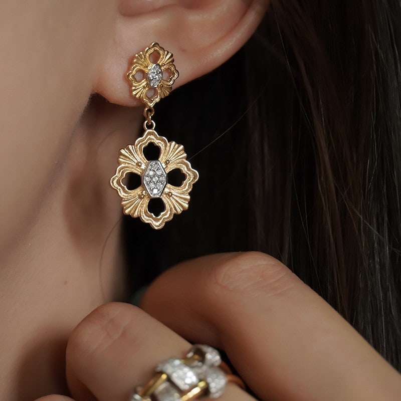 14k Gold 0.15 Ct Natural H Diamond Earrings - 3