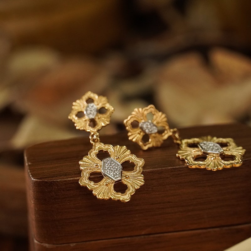 14k Gold 0.15 Ct Natural H Diamond Earrings - 5