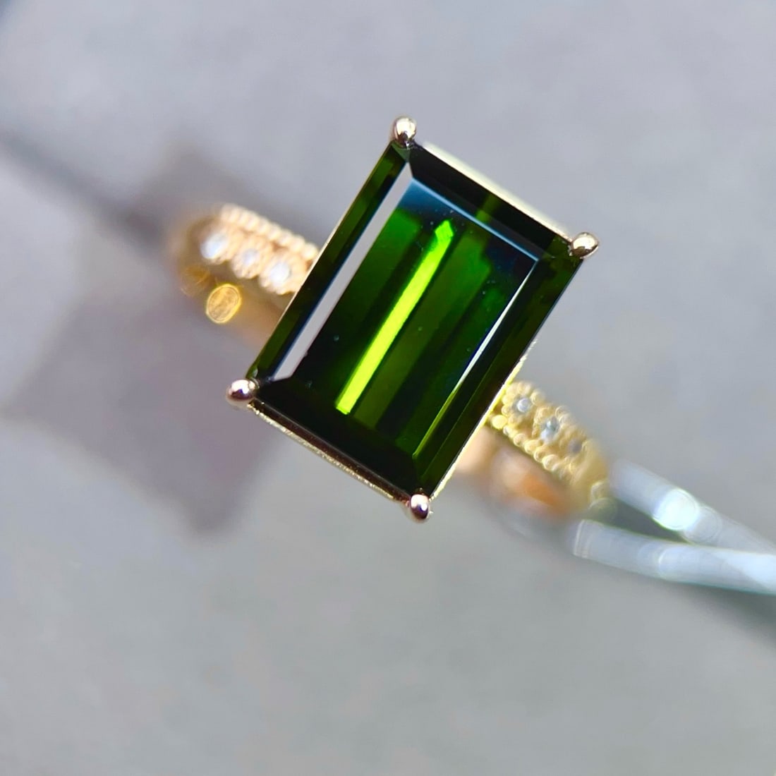 14k Gold 4.44 Ctw Natural Tourmaline & Diamond Ring - 4