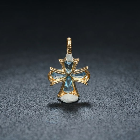 14k Gold 1.76 Ct Natural Aquamarine & Diamond Pendant( Without Chain ) - 5