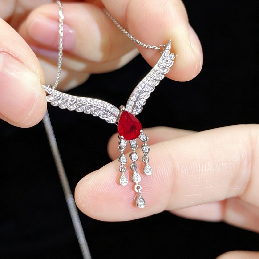 14k Gold 1.23 Ctw Vivid Red Natural Ruby & Diamond Necklace - 5