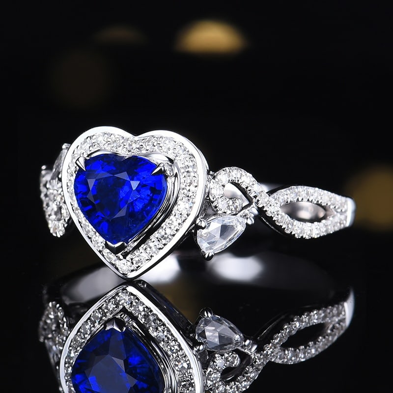 14k Gold 1.37 Ctw Natural Sapphire & Diamond Ring - 6