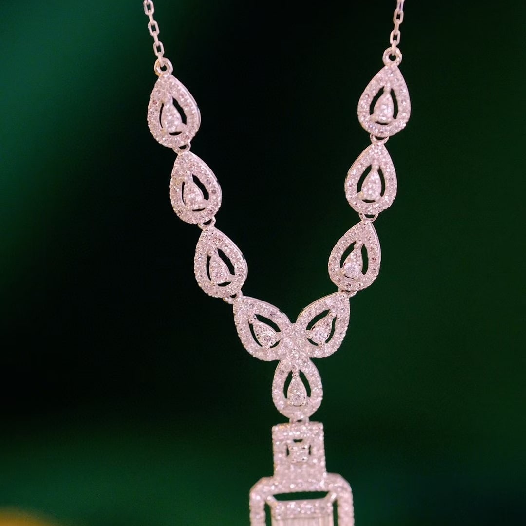 14k Gold 1.15 Ct Natural H Diamond Necklace - 2
