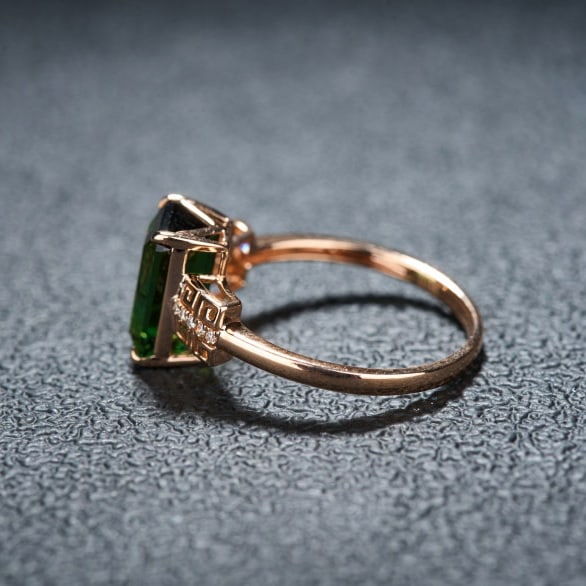 14k Gold 3.0 Ct Natural Tourmaline & Diamond Ring - 7