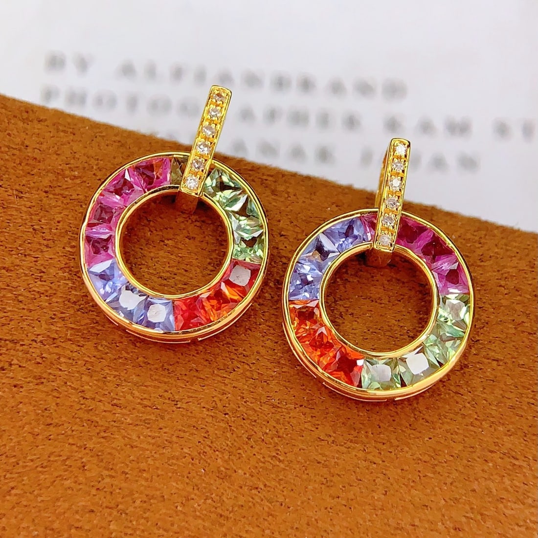 14k Gold 1.6 Ct Natural Sapphire & Diamond Earrings - 4