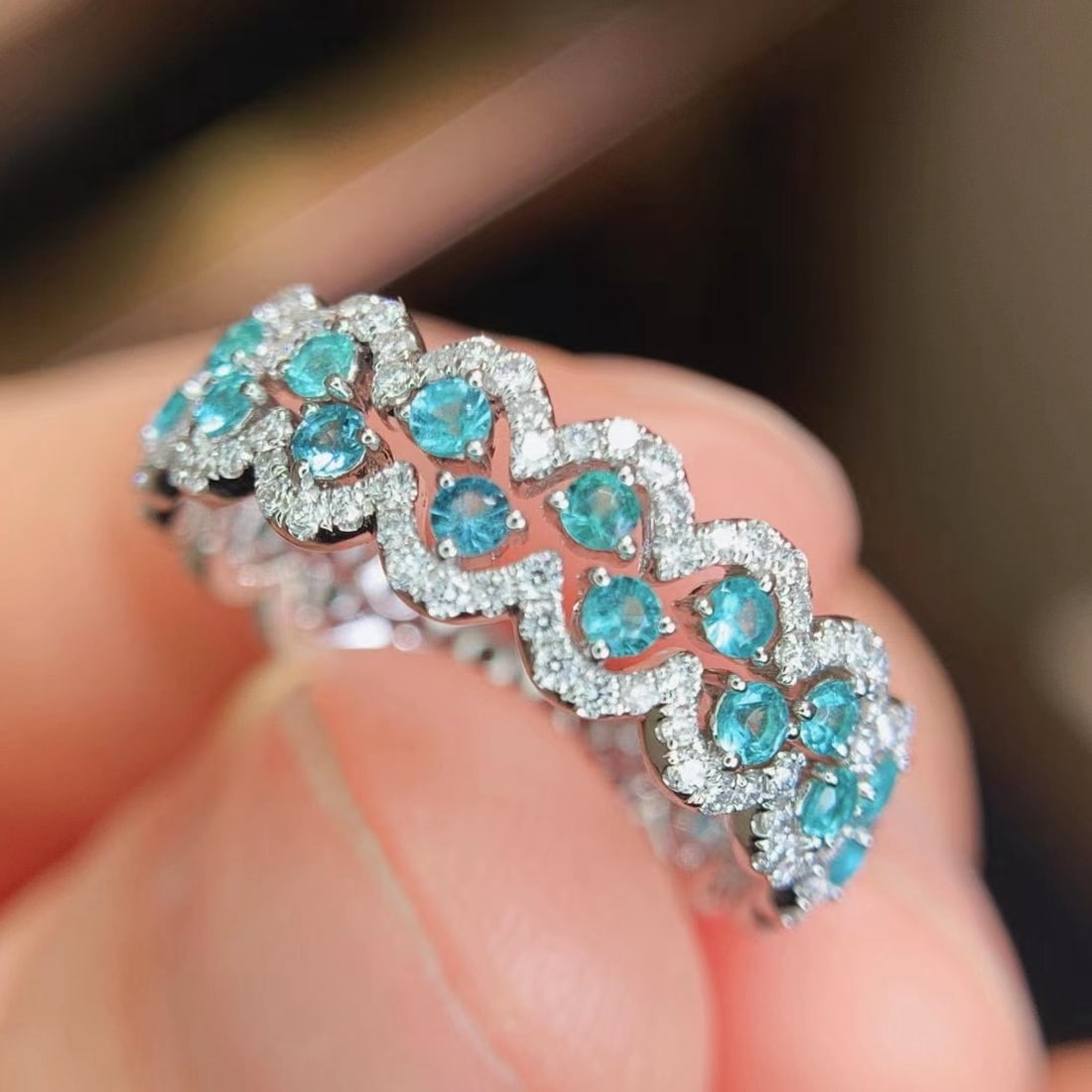 14k Gold 1.16 Ctw Natural Paraiba Tourmaline & Diamond Ring - 3