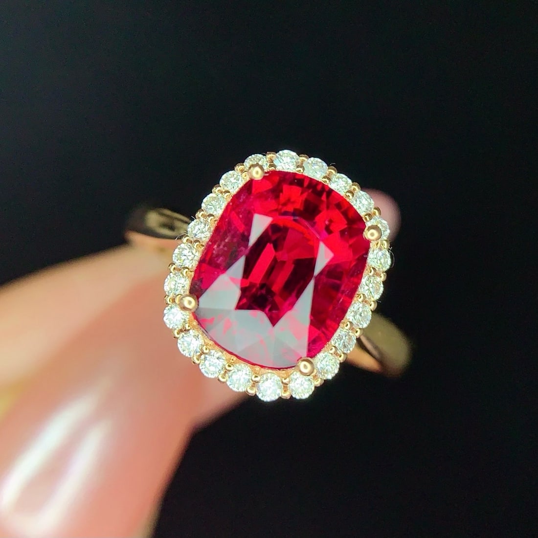 14k Gold 3.3 Ct Natural Tourmaline & Diamond Ring - 6