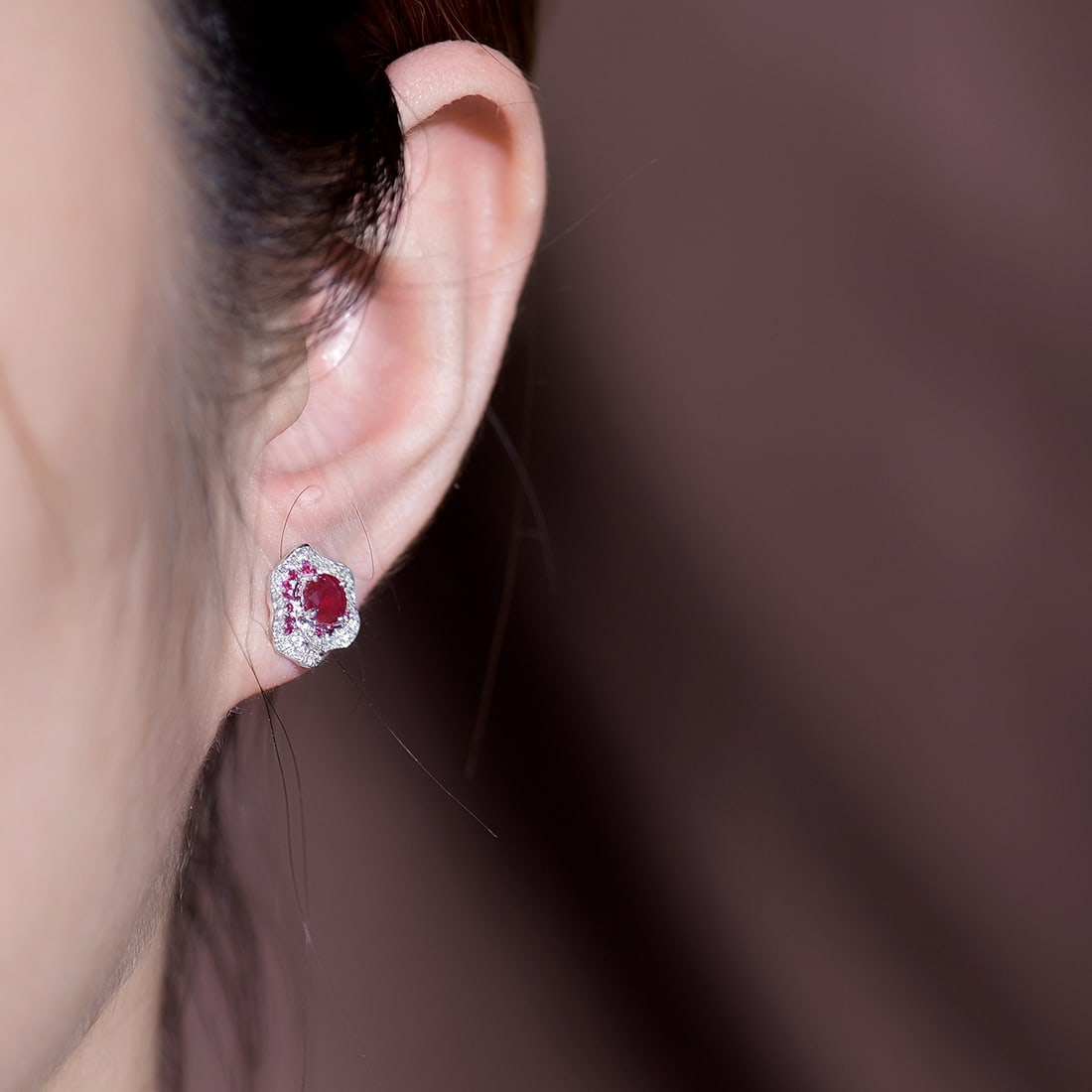 14k Gold 1.43 Ctw Natural Ruby & Diamond Earrings - 7