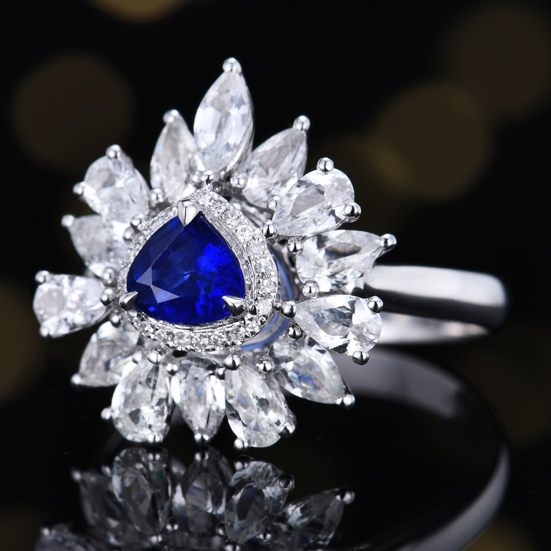 14k Gold 0.65 Ctw Natural Sapphire & Diamond Ring - 2