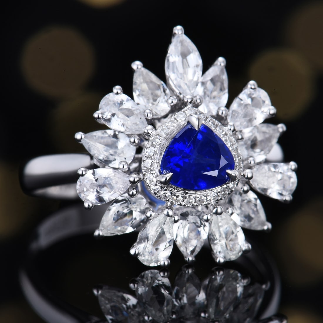 14k Gold 0.65 Ctw Natural Sapphire & Diamond Ring - 4