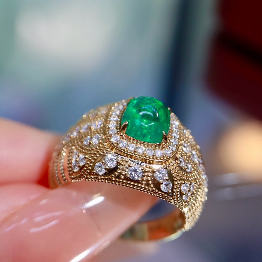 14k Gold 1.78 Ctw Natural Emerald & Diamond Ring - 3