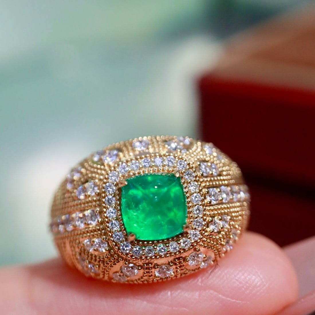 14k Gold 1.78 Ctw Natural Emerald & Diamond Ring - 4