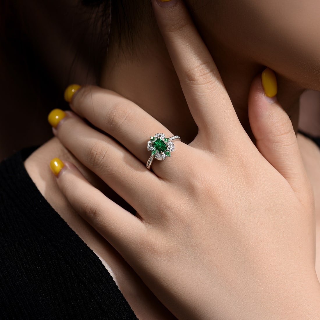 14k Gold 1.16 Ctw Natural Emerald & Diamond Ring - 4
