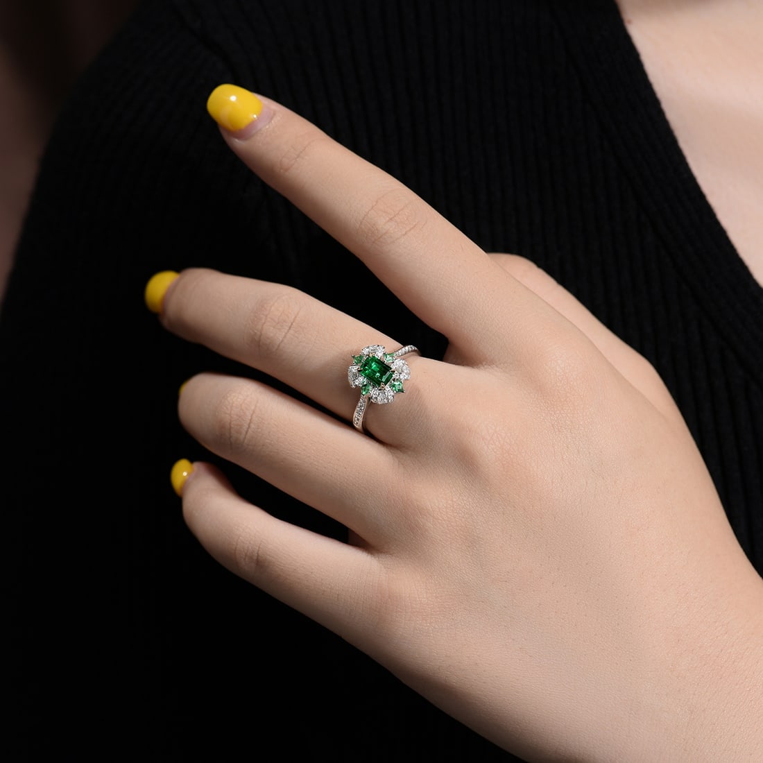 14k Gold 1.16 Ctw Natural Emerald & Diamond Ring - 7