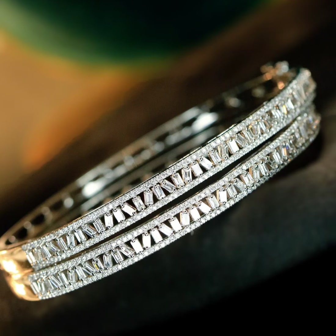 14k Gold 1.15 Ct Natural H Diamond Bangle - 4